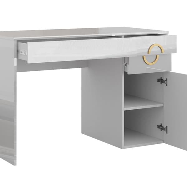 Vicco Adela Sminkbord, Vit Högglans, 115 cm med 3 lådor