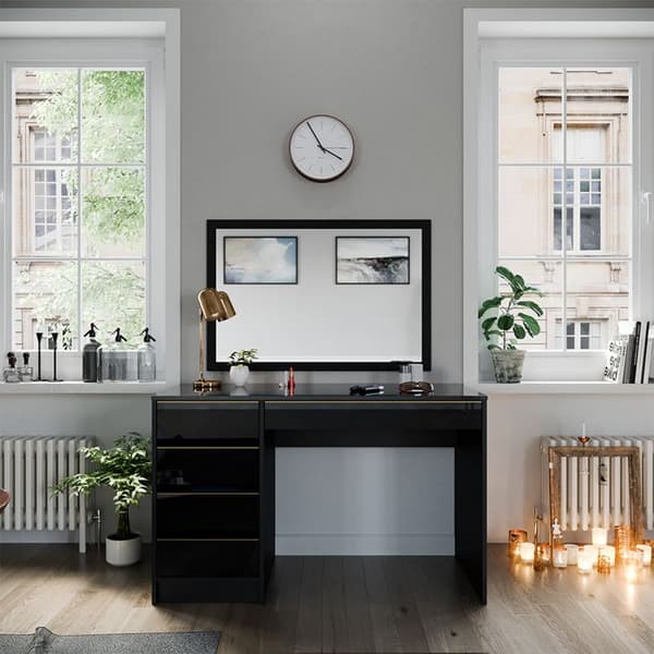 Vicco Sherry Sminkbord, Svart Högglans, 120 cm utan spegel