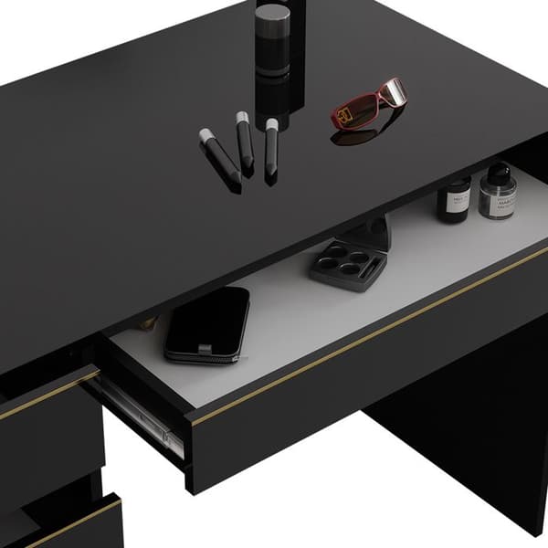 Vicco Sherry Sminkbord, Svart Högglans, 120 cm utan spegel