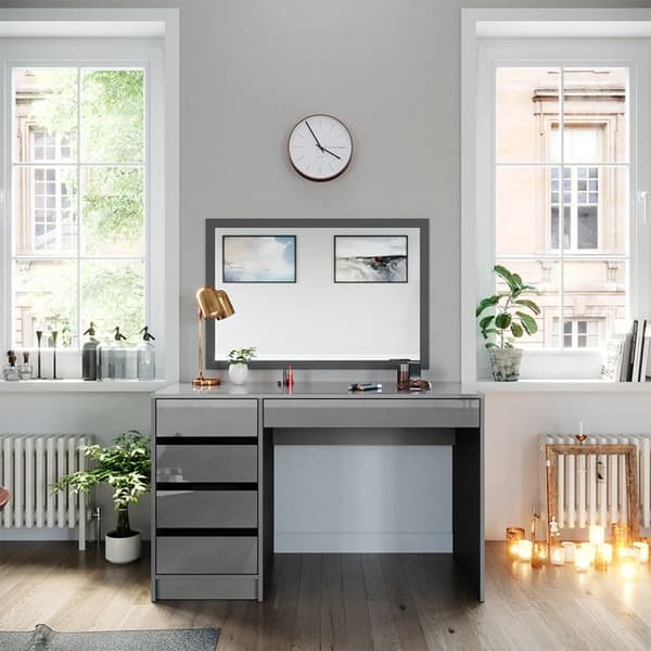 Vicco Sherry Sminkbord, Grå Högglans, 120 cm utan spegel