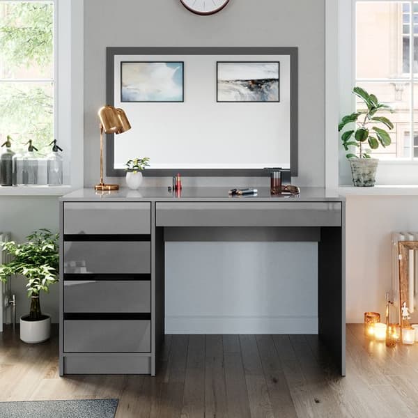 Vicco Sherry Sminkbord, Grå Högglans, 120 cm utan spegel