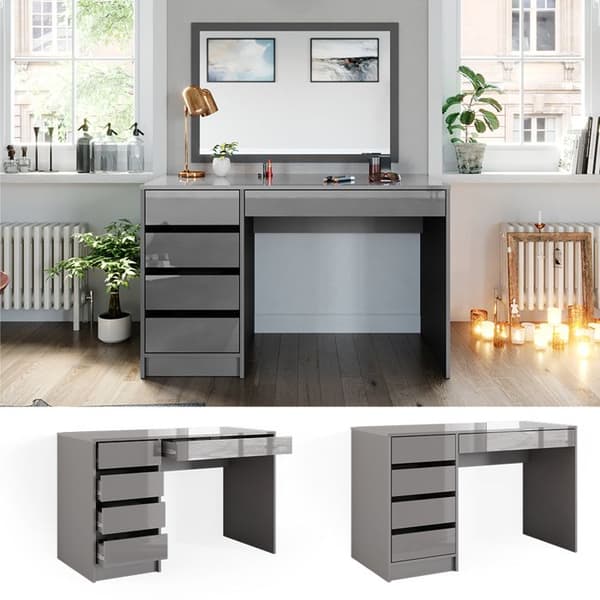 Vicco Sherry Sminkbord, Grå Högglans, 120 cm utan spegel