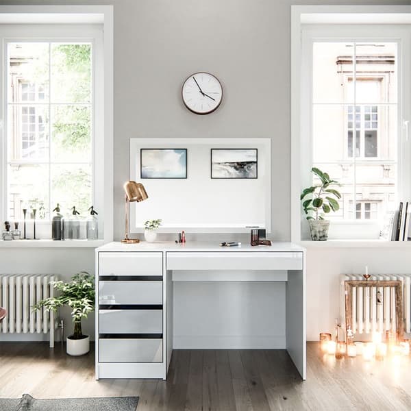 Vicco Sherry Sminkbord, Vit Högglans, 120 cm