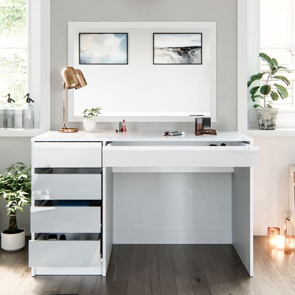 Vicco Sherry Sminkbord, Vit Högglans, 120 cm
