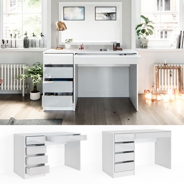 Vicco Sherry Sminkbord, Vit Högglans, 120 cm
