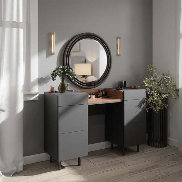Anika sminkbord, 120 cm med 6 lådor, antracit, Vicco