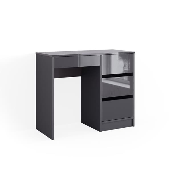 Vicco Sherry Sminkbord, Antracit Högglans, 90 cm med 4 lådor