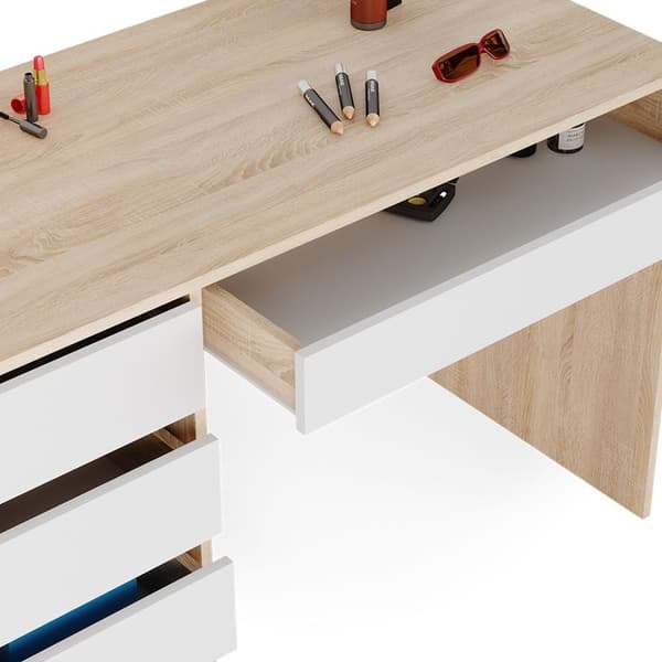 Vicco Sherry sminkbord, Vit/Sonoma, 120 cm