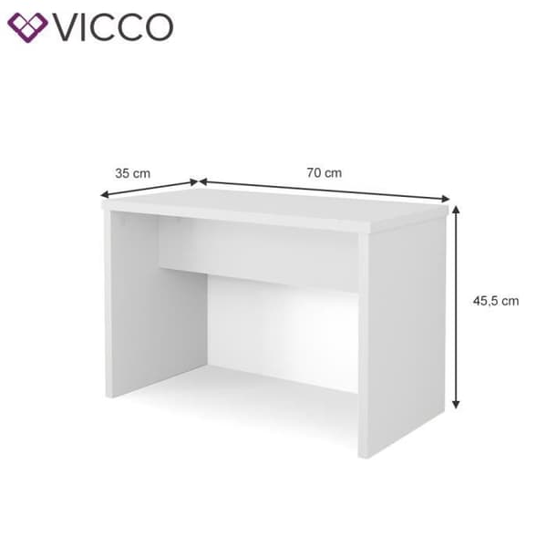 Vicco Sminkbord pall bänk bänkstol 70 cm Vit