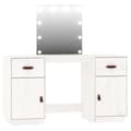Miniatyrbild 2 av 2: Sminkbord med spegel LED vit massiv furu