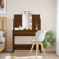 Miniatyrbild 1 av 2: Sminkbord med LED brun ek 96x40x142 cm