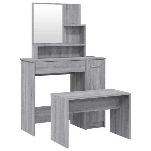 Sminkbord set grå sonoma 86,5x35x136 cm