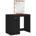 Miniatyrbild 2 av 2: Sminkbord med LED-lampor svart 90x42x132,5 cm