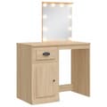 Miniatyrbild 2 av 2: Sminkbord med LED-lampor sonoma-ek 90x42x132,5 cm