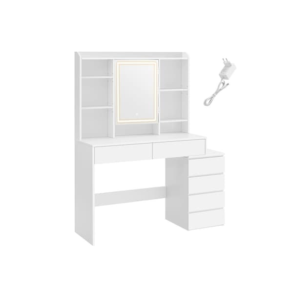 Rootz Toiletbord med LED-lys - Sminkebord - Makeup skrivebord - Moderne - Cloud White - 120cm x 60cm x 75cm