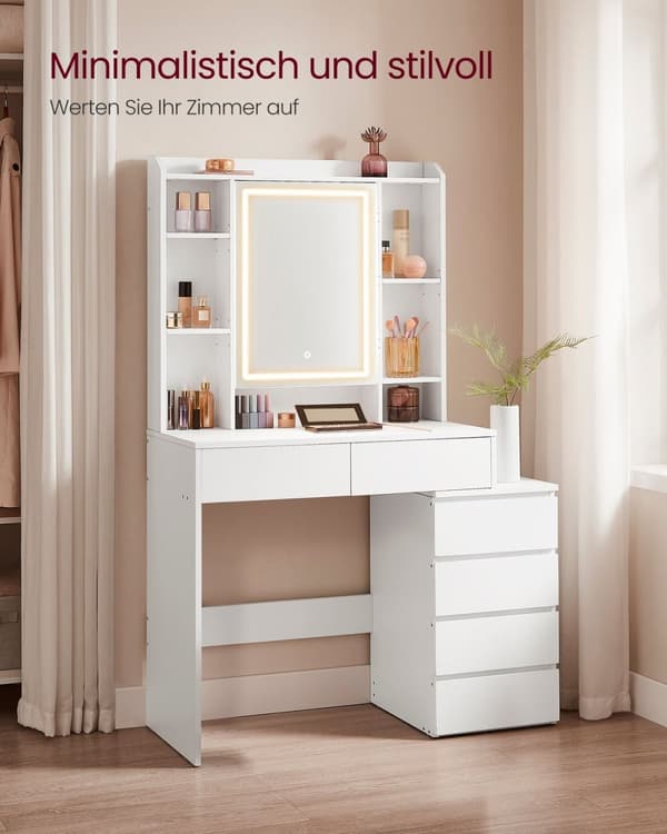 Rootz LED Sminkbord - Sminkbord - Sminkbord - Molnvitt - Modern design - 40 cm x 97,5 cm x 145 cm