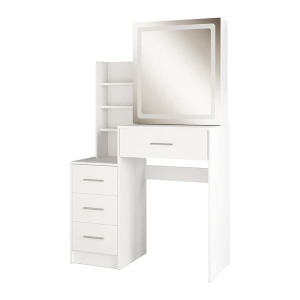 Lisca sminkbord, 80 cm med LED-spegel, Vit, Vicco