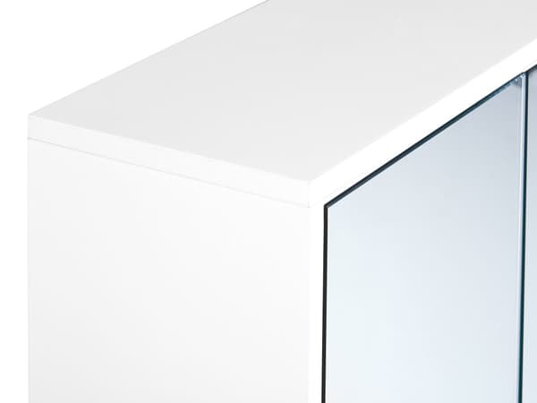 Veggmontert Speilskap på Badet Hvit og Lyst Tre MDF Bambus Hyller Oppbevaring Baderomsmøbler