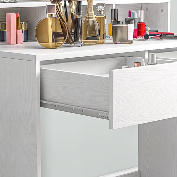 Rootz Toiletbord - Vanity Desk - Makeup Bord - Rigelig opbevaring og belysning - 80W x 40D x 135H cm