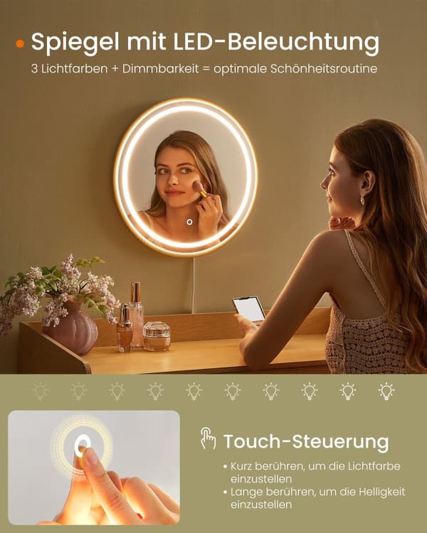 Toalettbord med spegel och lastning i boho -stil