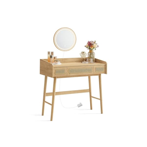 Toalettbord med spegel och lastning i boho -stil