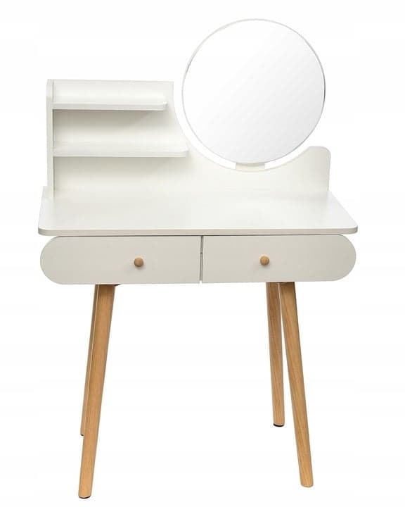 Snygg toalettbord med spegel och lådor - Prisvärd, platsbesparande design