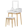 Miniatyrbild 1 av 4: Stilfull modern toalettbord med spegel och pall - Vit finish, 3 förvaringslådor