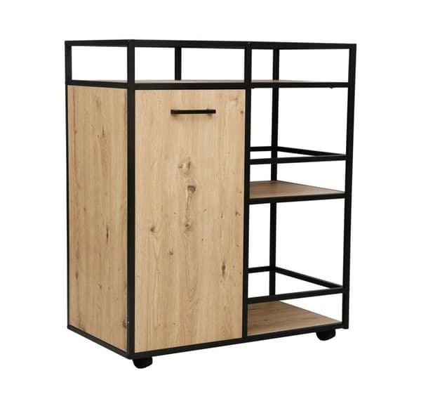 Skåp med hyllplan HEDVIG 77,4x42H94cm, ask/svart
