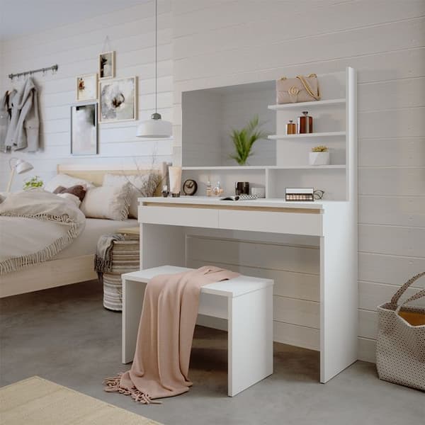 Emma sminkbord, 120cm med bänk, Vit, Vicco