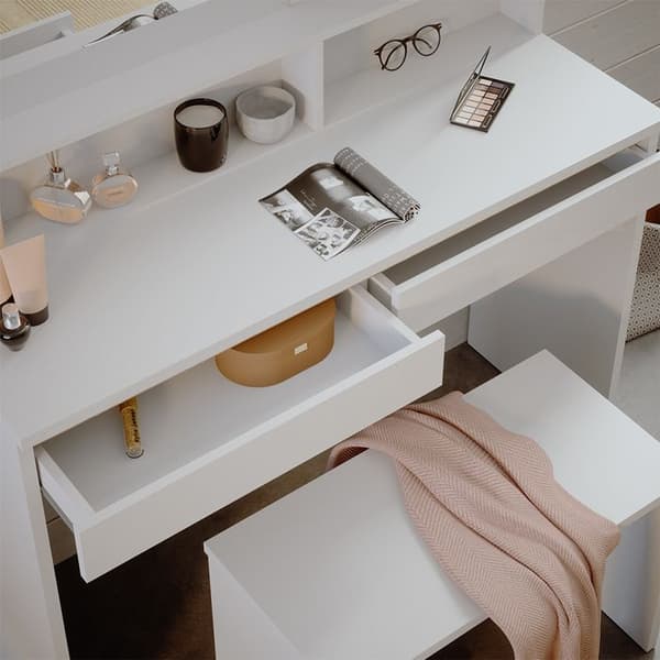Emma sminkbord, 120cm med bänk, Vit, Vicco