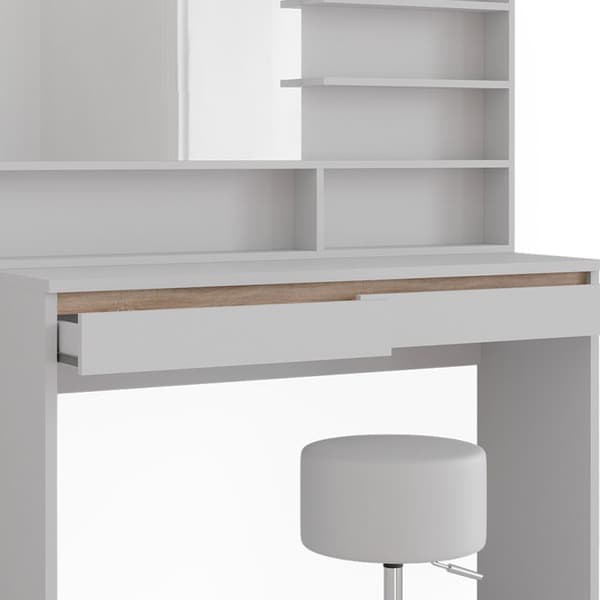 Emma sminkbord, 120cm med spegelhylla & pall, Vit, Vicco