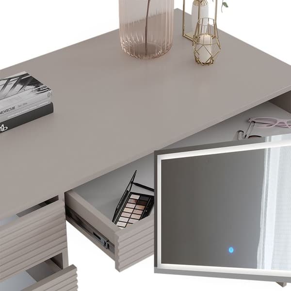 Sherry toalettbord, 120cm med LED-spegel och pall, Cashmere, Vicco