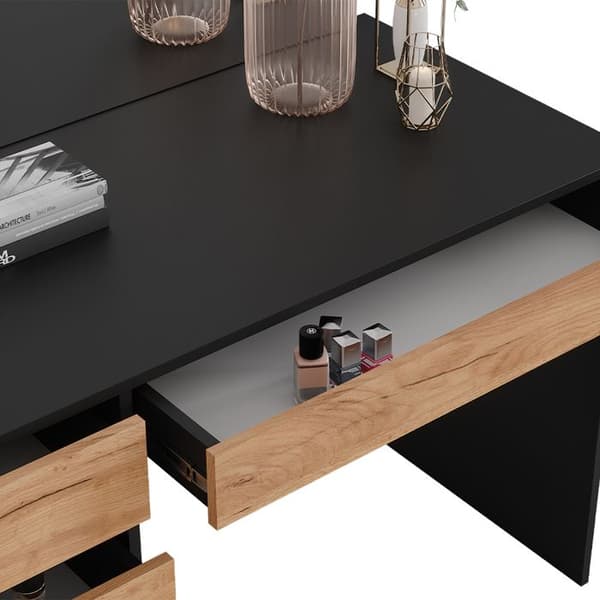 Sherry sminkbord, 120x75cm med spegel, antracit/guld ek, Vicco