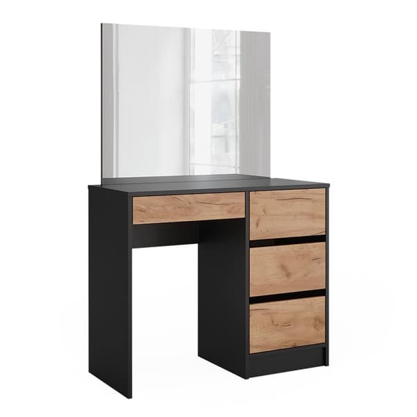 Sherry sminkbord, 90cm med spegel, antracit/guld ek, Vicco