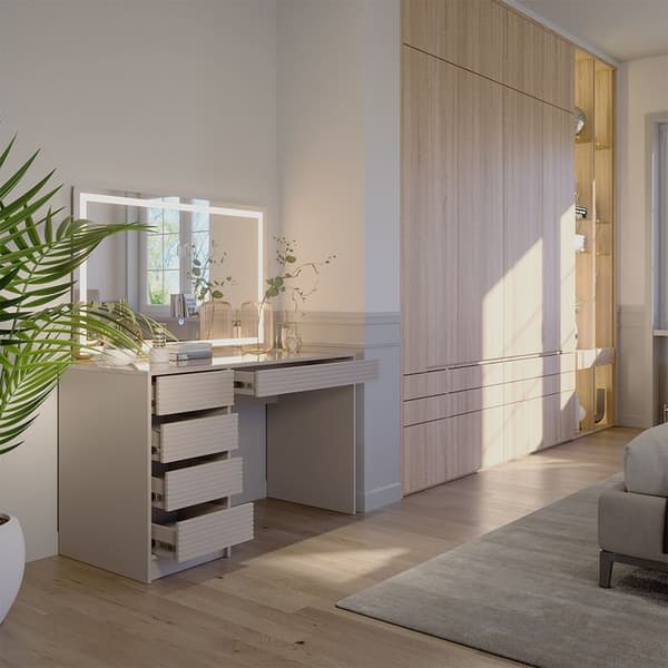 Sherry sminkbord, 120cm med LED-spegel, Cashmere, Vicco