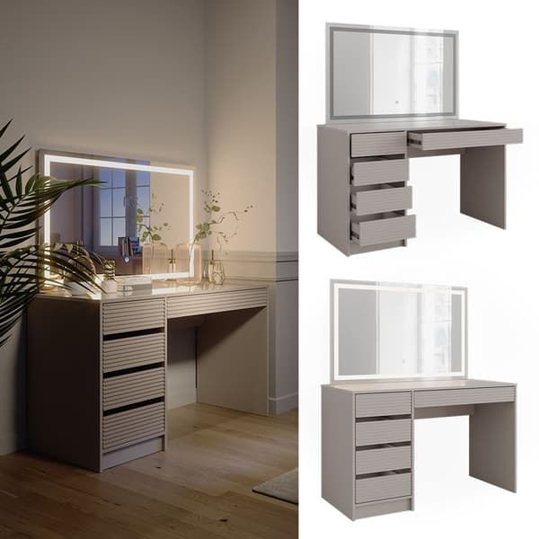 Sherry sminkbord, 120cm med LED-spegel, Cashmere, Vicco