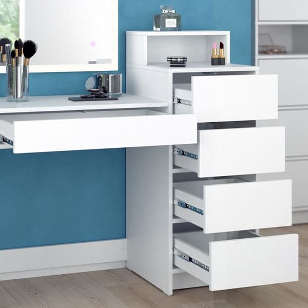 Naara sminkbord, 110,5cm med LED-spegel, Vit, Vicco