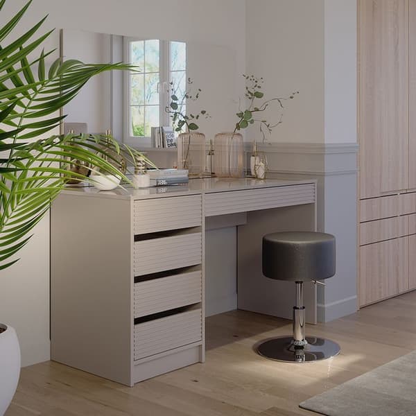 Sherry sminkbord, 120cm med spegel & pall, Cashmere, Vicco