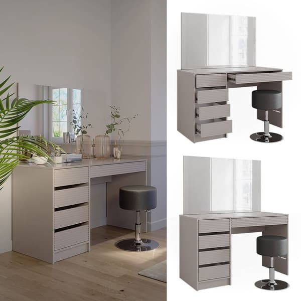 Sherry sminkbord, 120cm med spegel & pall, Cashmere, Vicco