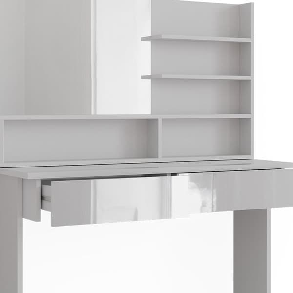 Azur sminkbord, 120cm med spegelhylla, Vit, Högblank vit, Vicco
