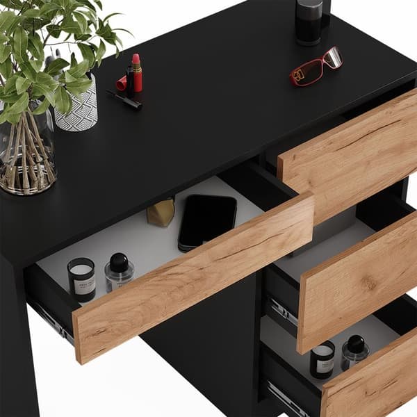 Sherry sminkbord, 90x75cm utan spegel, antracit/guld ek, Vicco
