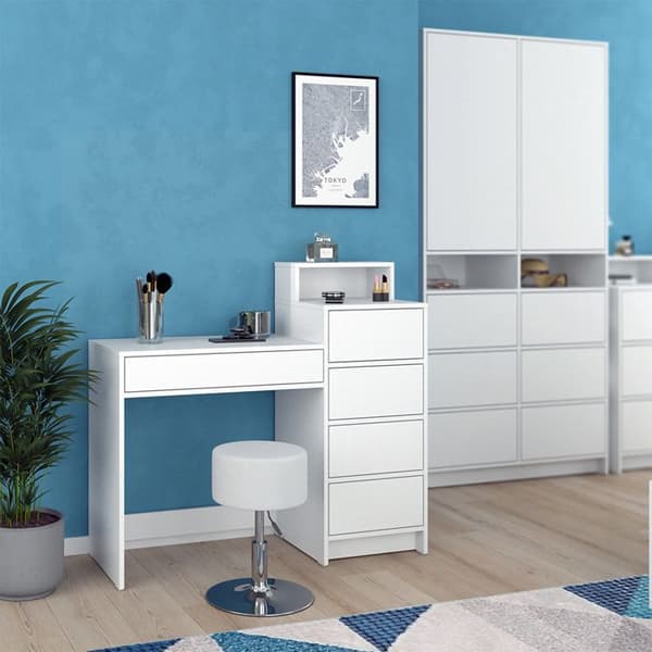 Naara sminkbord, 110,5cm med pall, Vit, Vicco