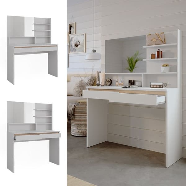 Emma sminkbord, 120cm med spegelhylla, Vit, Vicco