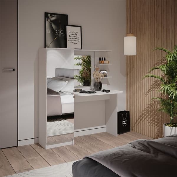 Jasmin sminkbord, 123cm med spegel, Vit, Vicco