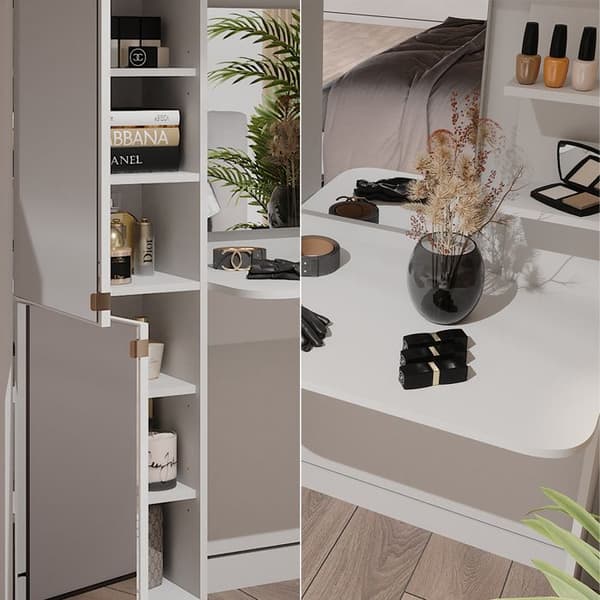 Jasmin sminkbord, 123cm med spegel, Vit, Vicco