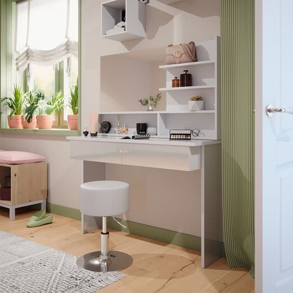 Azur sminkbord, 120cm med pall, Vit, Högblank vit, Vicco