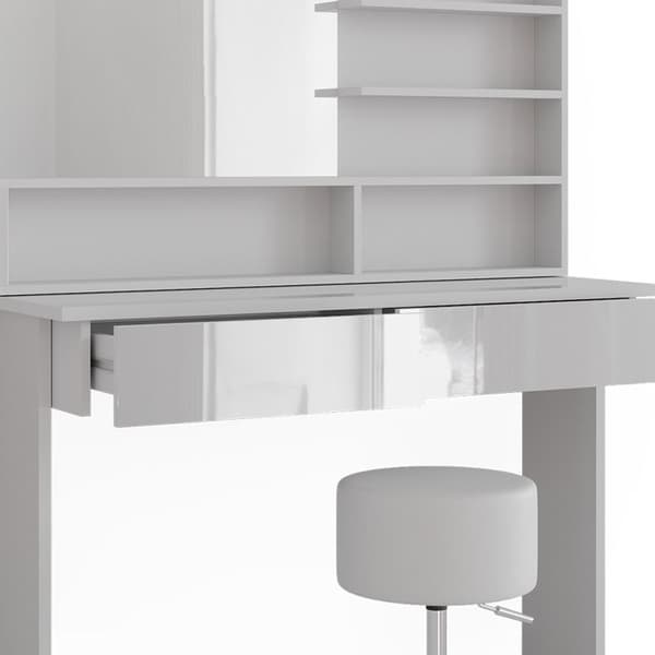 Azur sminkbord, 120cm med pall, Vit, Högblank vit, Vicco