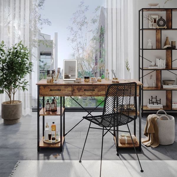 Chino sminkbord, 120cm med 3 lådor, Rustik ek, Vicco