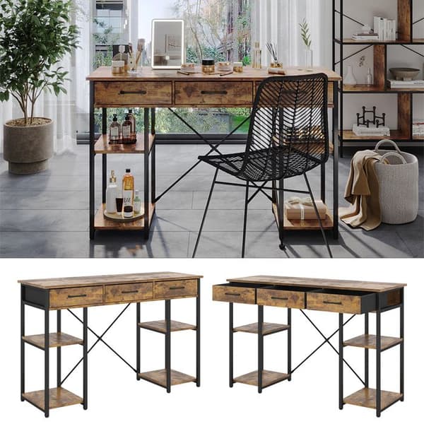 Chino sminkbord, 120cm med 3 lådor, Rustik ek, Vicco