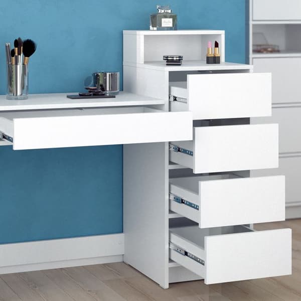 Coiffeuse Naara, 110,5 cm med 5 lådor, Vit, Vicco
